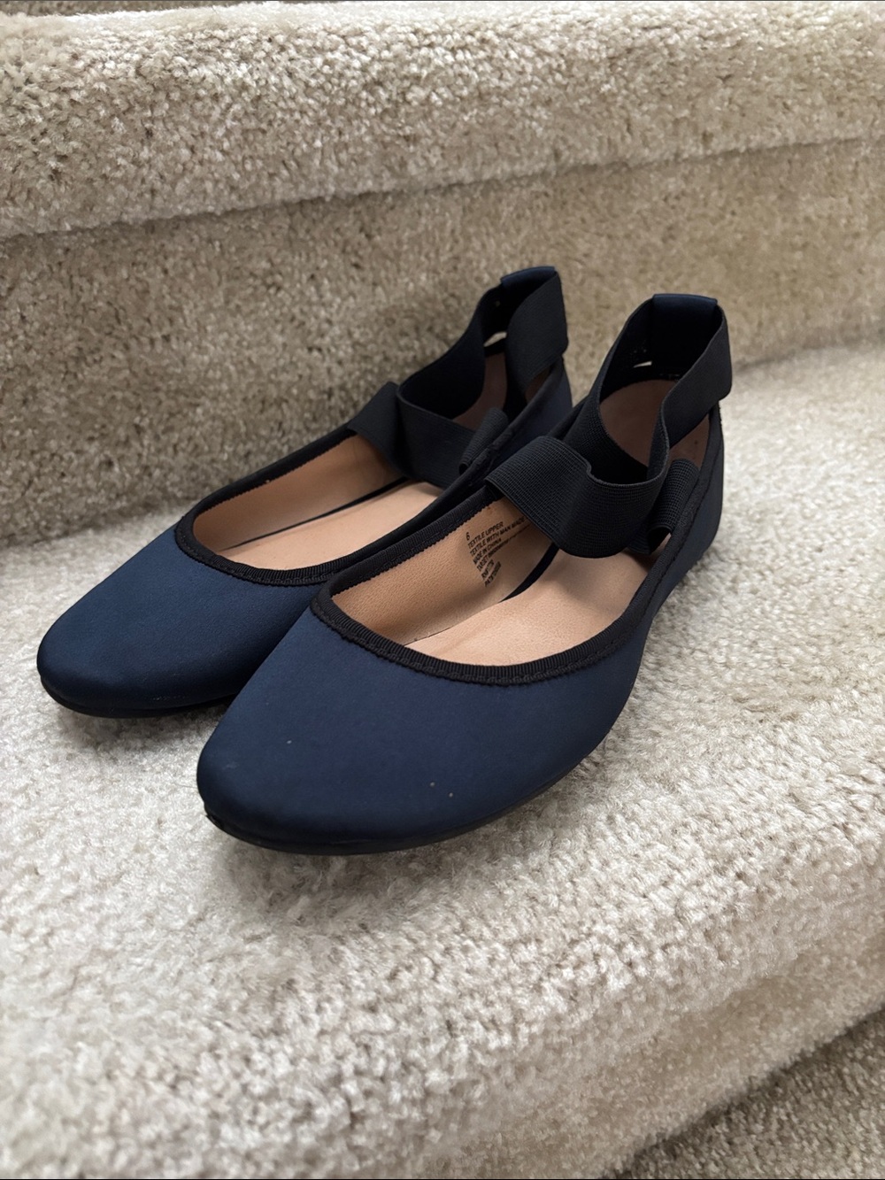 Mossimo Supply Co. Navy Elastic Strap Ballet Flats